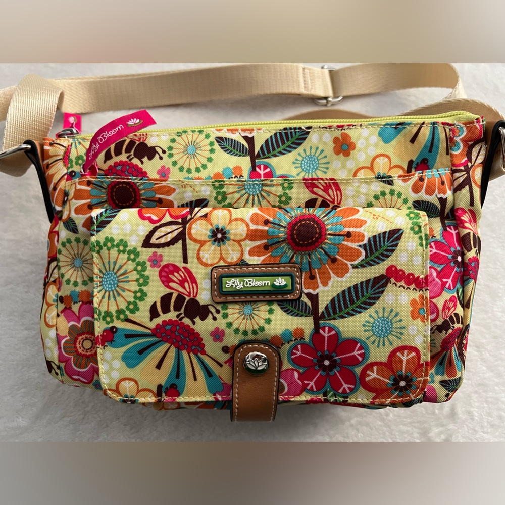 Lily Bloom Cristina Multicolor Busy Bee Floral Crossbody Bag Purse - Picture 13 of 16